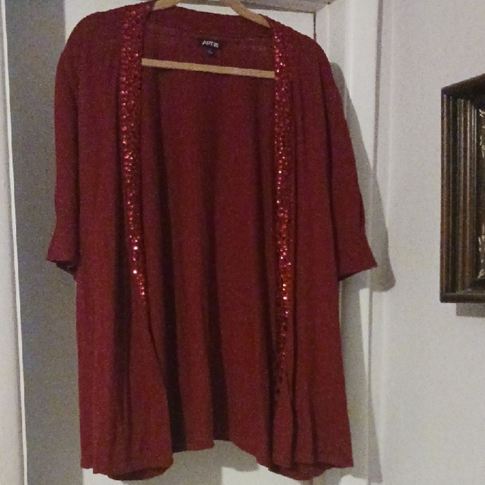 Apt. 9 Women's Burgundy Cardigan with Sequin Detail